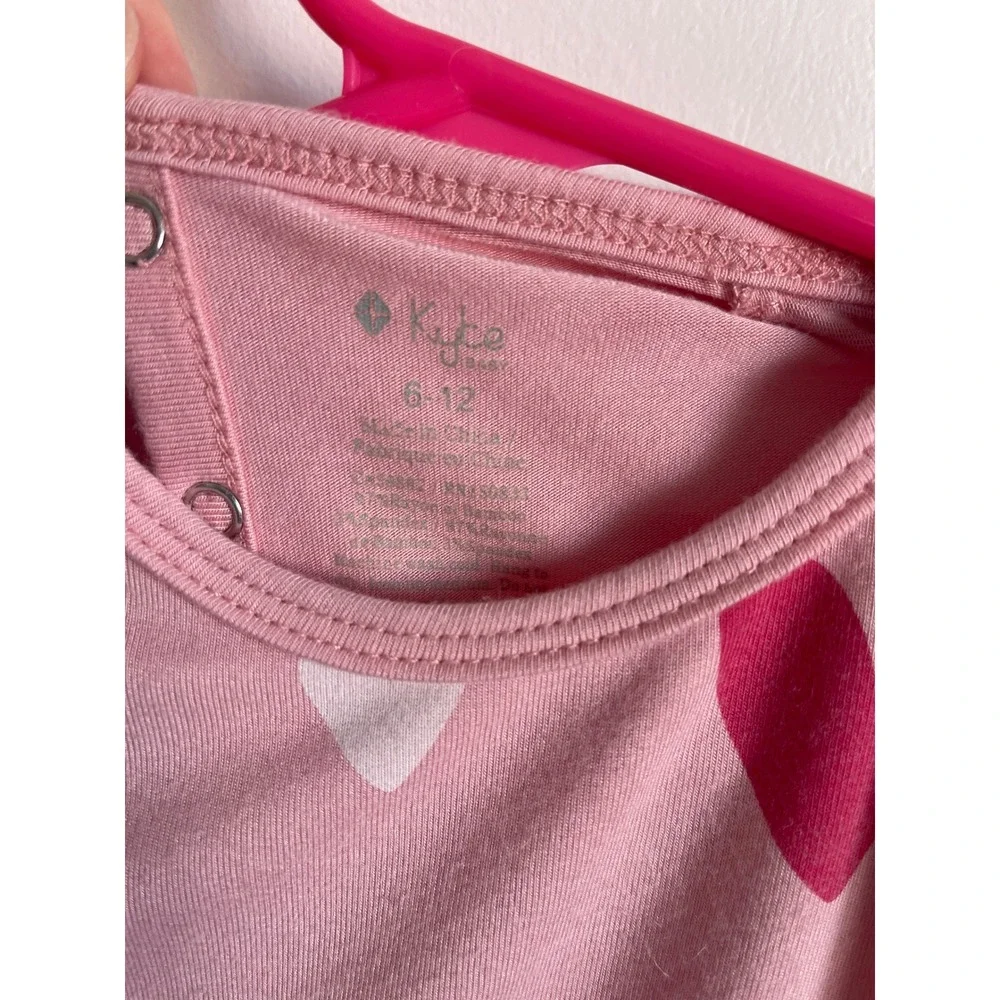Kyte Baby Crepe Hearts Bamboo Long Sleeve Bodysuit Twirl 6-12 Months